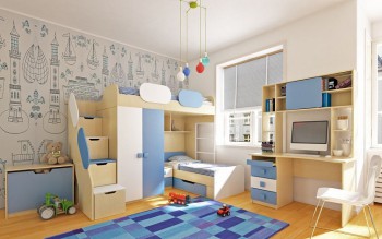 Детская комната Скай (Синий/Белый/корпус Клен) в Дорогино - dorogino.mebel54.com | фото