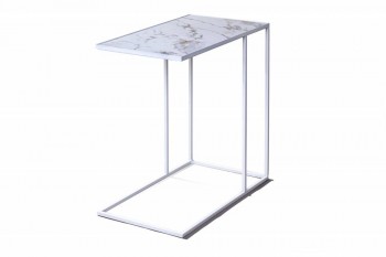 Журнальный столик Stone 018 (Прямоугольный) Металл/Керамика 500 Белый в Дорогино - dorogino.mebel54.com | фото