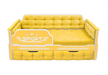 Кровать 160 серии Спорт 2 ящика 74 Жёлтый (мягкие боковые накладки) в Дорогино - dorogino.mebel54.com | фото