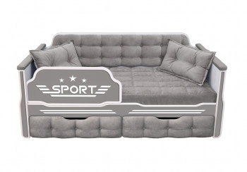 Кровать 190 серии Спорт 2 ящика 45 Серый (подушки) в Дорогино - dorogino.mebel54.com | фото