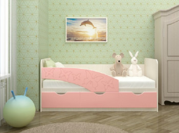 Кровать Бабочки 2,0м (Розовый металлик) в Дорогино - dorogino.mebel54.com | фото