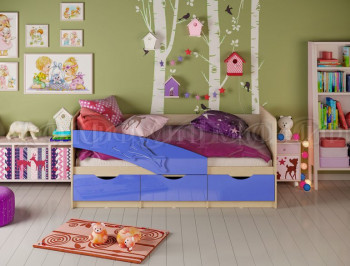Кровать детская 1,6м Дельфин (Синий металлик) в Дорогино - dorogino.mebel54.com | фото