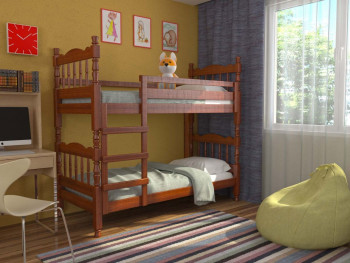 Кровать двухъярусная Соня из массива сосны 800*1890 Орех в Дорогино - dorogino.mebel54.com | фото