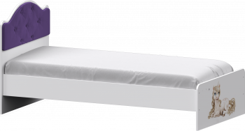 Кровать Каспер с мягкой спинкой и фотопечатью (800х1900)Белый/Фиолетовый в Дорогино - dorogino.mebel54.com | фото