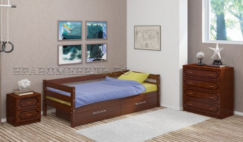 Кровать одинарная ГЛОРИЯ из массива сосны  900*2000 (Орех) в Дорогино - dorogino.mebel54.com | фото