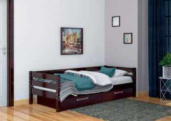 Кровать одинарная ГЛОРИЯ из массива сосны  900*2000 (Орех Тёмный) в Дорогино - dorogino.mebel54.com | фото