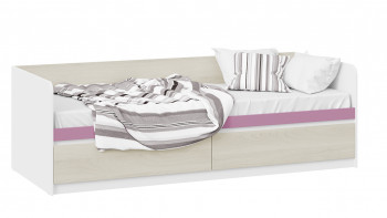 Кровать «Сканди» с 2 ящиками Дуб Гарден/Белый/Лиловый в Дорогино - dorogino.mebel54.com | фото