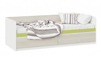 Кровать «Сканди» с 2 ящиками Дуб Гарден/Белый/Зеленый в Дорогино - dorogino.mebel54.com | фото