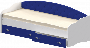 Кровать Софа-7 с мягкой спинкой (800х1900) Белый/Синий в Дорогино - dorogino.mebel54.com | фото