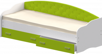 Кровать Софа-7 с мягкой спинкой (800х2000) Белый/Лайм в Дорогино - dorogino.mebel54.com | фото