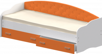 Кровать Софа-7 с мягкой спинкой (800х2000) Белый/Оранжевый в Дорогино - dorogino.mebel54.com | фото