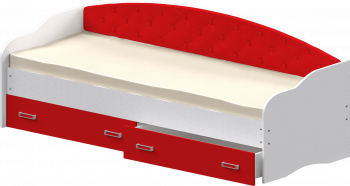 Кровать Софа-8 с мягкой спинкой (900х1900) Белый/Красный в Дорогино - dorogino.mebel54.com | фото