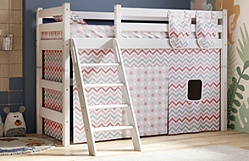 Кровать Соня вариант 6 полувысокая с наклонной лестницей Белый полупрозрачный в Дорогино - dorogino.mebel54.com | фото