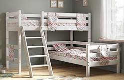 Кровать Соня вариант 8 угловая с наклонной лестницей Белый полупрозрачный в Дорогино - dorogino.mebel54.com | фото
