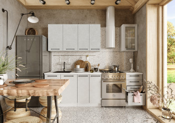 Кухонный гарнитур Нувель 1800мм белый/бетон белый в Дорогино - dorogino.mebel54.com | фото