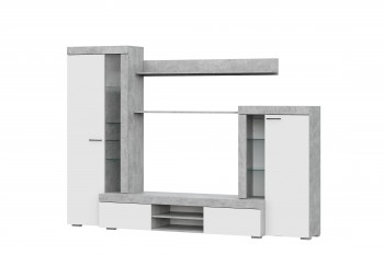 Мебель для гостиной МГС 5 Цемент светлый / Белый в Дорогино - dorogino.mebel54.com | фото