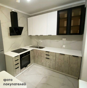 Модульная кухня Норд 1,6 м (Софт даймонд/Камень беж/Белый) в Дорогино - dorogino.mebel54.com | фото