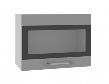 Норд ШВГС 600 Шкаф верхний горизонтальный со стеклом (Софт черный/корпус Белый) в Дорогино - dorogino.mebel54.com | фото