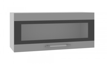 Норд ШВГС 800 Шкаф верхний горизонтальный со стеклом (Софт черный/корпус Белый) в Дорогино - dorogino.mebel54.com | фото