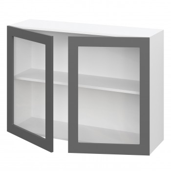 Норд ШВС 1000 Шкаф верхний со стеклом (Софт черный/корпус Белый) в Дорогино - dorogino.mebel54.com | фото