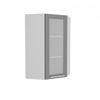 Норд ШВУС 600Н Шкаф верхний угловой (премьер) высокий (Софт черный/корпус Белый) в Дорогино - dorogino.mebel54.com | фото