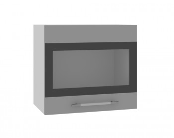 Ройс ВПГСФ 500 Шкаф верхний горизонтальный со стеклом с фотопечатью высокий (Графит софт/корпус Серый) в Дорогино - dorogino.mebel54.com | фото