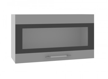 Ройс ВПГСФ 800 Шкаф верхний горизонтальный со стеклом с фотопечатью высокий (Графит софт/корпус Серый) в Дорогино - dorogino.mebel54.com | фото