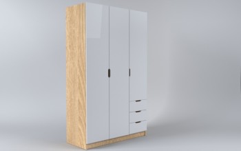 Шкаф 3-х створчатый с ящиками Лофт (Белый/корпус Дуб Сонома) в Дорогино - dorogino.mebel54.com | фото