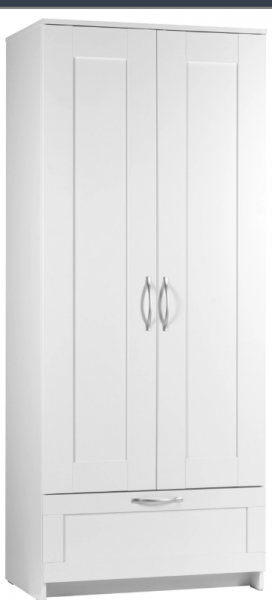 Шкаф двухдверный Сириус с 1 ящиком белый в Дорогино - dorogino.mebel54.com | фото