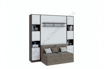 Шкаф-кровать с диваном БЕЛА с полкой ножкой в Дорогино - dorogino.mebel54.com | фото