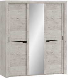 Шкаф трехдверный Соренто с раздвижными дверями Дуб бонифаций/Кофе структурный матовый в Дорогино - dorogino.mebel54.com | фото
