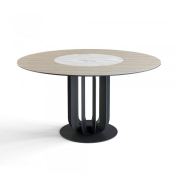 Стол круглый Rotor (160), шпон + керамика светлая в Дорогино - dorogino.mebel54.com | фото